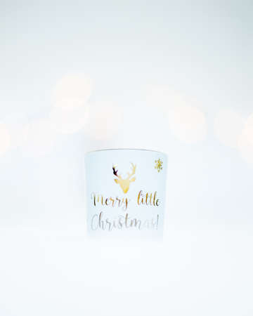 Closeup of christmas cup on white backgroundの写真素材