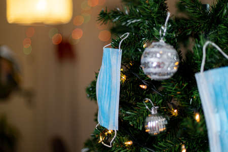 Christmas decorations on the Christmas tree. The concept of Christmas and New Year.の写真素材