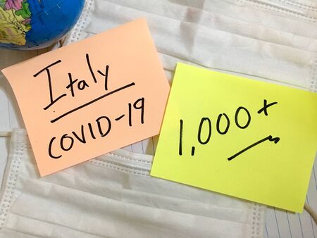 Coronavirus COVID-19 Italy infection medical cases and deaths.の写真素材