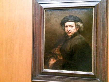 Rembrandt self portrait details of his painting in museumのeditorial素材