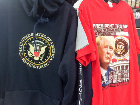 airport souvenir shop with items red white and blue