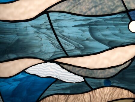 stained glass pattern with blue aqua green and whiteの写真素材