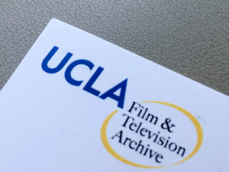 UCLA film and television archive business card on white background
