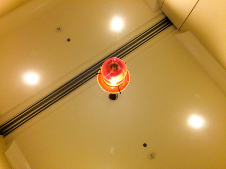 Overhead slump glass red orange custom ceiling lights whiteの写真素材