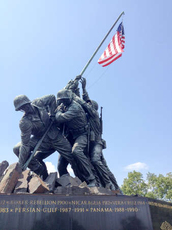 Iwo Jima Marine victory flag statue Arlington VA Washington DC with cloudsのeditorial素材