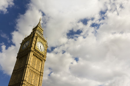 Big Ben in the summer with copy space.