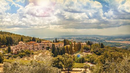 Rural landscape in Tuscany, near Siena medieval town. Italy,Europeの写真素材