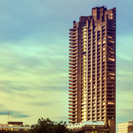 Modern executive flats and offices in summer sunset, London, UK