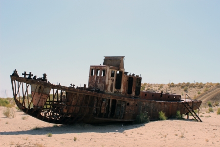 Aral Sea Ecological Disaster - Muynak, Uzbekisanの写真素材