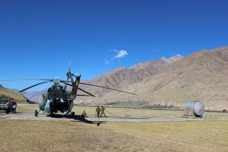 Soviet helicopter with climbers in Maida Adyr,  Kyrgyzstan 