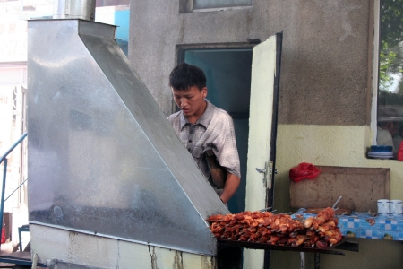 Bazaar in Bishkek, Kyrgyz Shashlikのeditorial素材