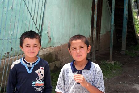 Uzbek Boys in Arslanbob, Kyrgyzstanのeditorial素材