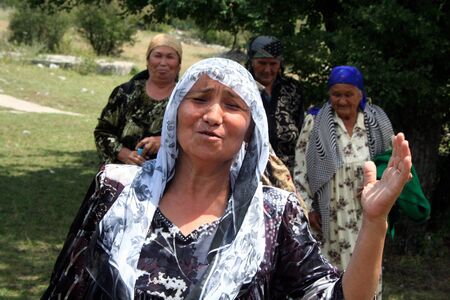 uzbek women in Arslanbob, Kyrgyzstanのeditorial素材