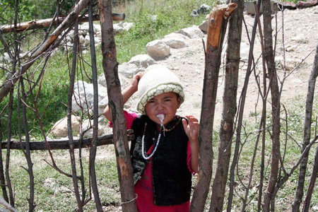 Uzbek Boy in Arslanbob, Kyrgyzstanのeditorial素材