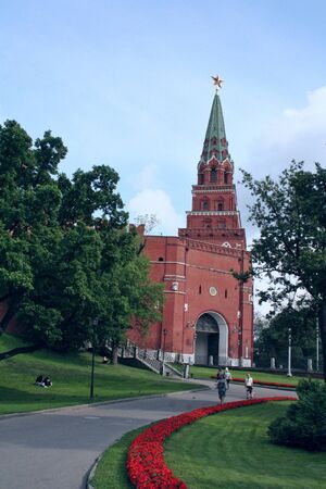 Borovitskaya Tower of Moscow Kremlin, Russia のeditorial素材