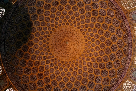 Dome of the mosque, oriental ornaments from Isfahan, Iran の写真素材