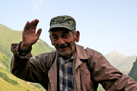 Georgian old man, Caucasus Georgiaのeditorial素材