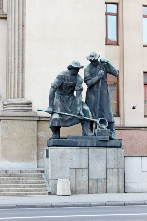 Bronze Statues in University of Science and Technology In Krakow, Poland のeditorial素材