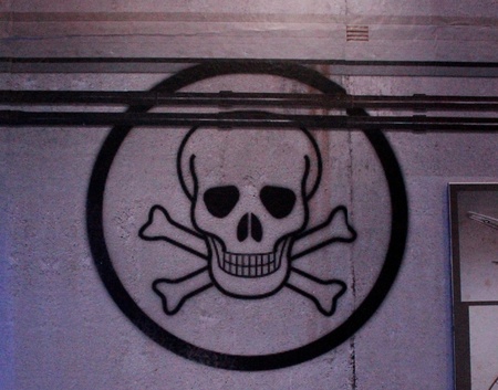 safety sign danger symbol dark grunge style の写真素材