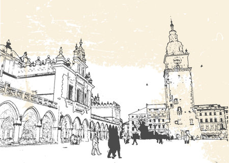 Cracow main squareのイラスト素材