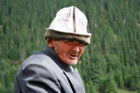 Kyrgyz horseman in Tien Shan mountainsのeditorial素材
