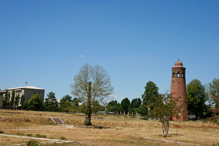 Minaret in Uzgen, Kyrgyzstanの写真素材