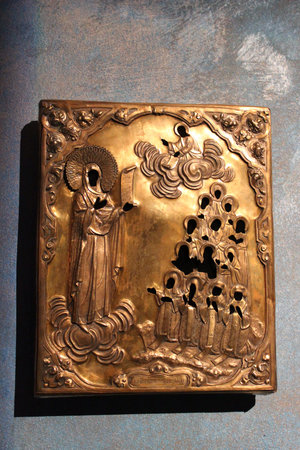 Antique orthodox icon in Syprasl, Podlasie, Polandのeditorial素材