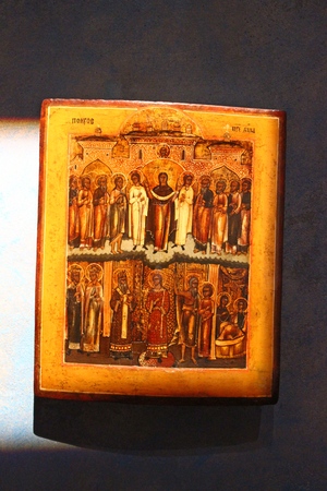 Antique orthodox icon in Syprasl, Podlasie, Polandのeditorial素材