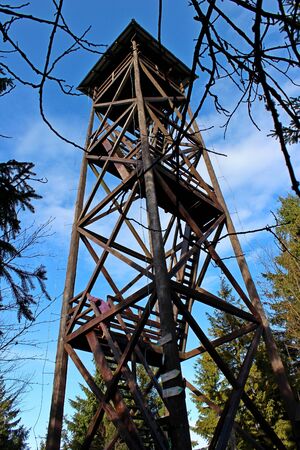 Observation point, Mogielica Peak - Beskid Wyspowy, Polandのeditorial素材