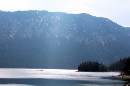 An image of the Eibsee and the Zugspitze in Bavaria Germany