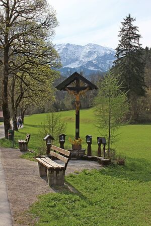 GarmischPartenkirchen town in the Bavarian Alps, Germanyのeditorial素材