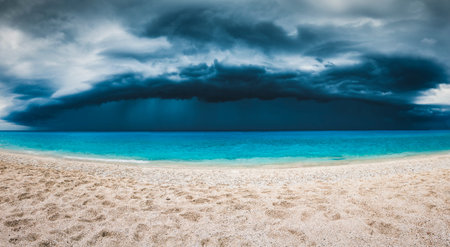 Circular storm forming on the sea