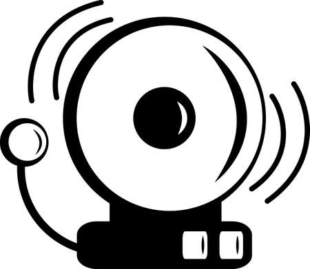 Fire alarm siren icon, hazard warning, school bell. Vector illustration in flat style.のイラスト素材