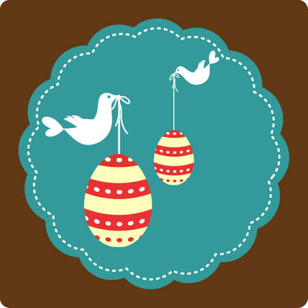 Easter greeting card with decorative eggs and birdのイラスト素材