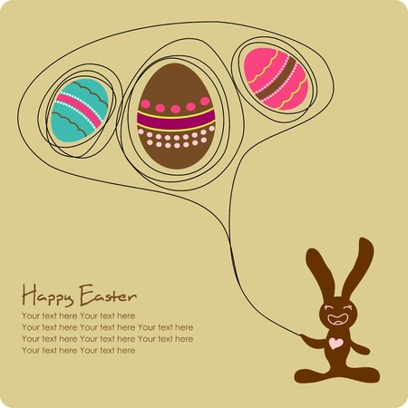 Easter greeting card with cute cartoon bunnyのイラスト素材