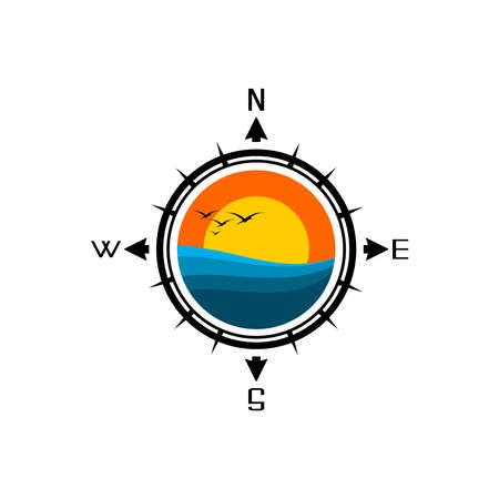 vector illustration of compass icon on white backgroundのイラスト素材