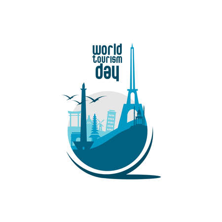 world tourist day illustration vector, world travel iconのイラスト素材