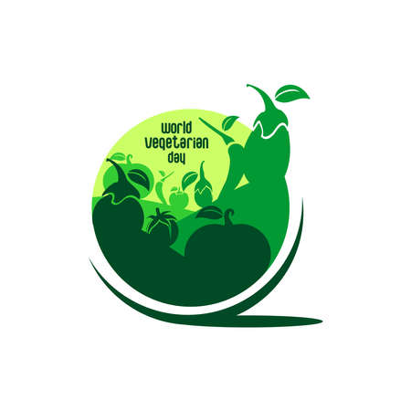 vector illustration of vegetarian day, flat and earth vegetablesのイラスト素材