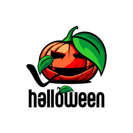 vector monster pumpkin sticking out tongueのイラスト素材