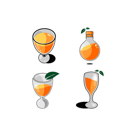 vector illustration of orange juice in a glassのイラスト素材