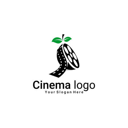 cinema film logo illustration vector, film rollのイラスト素材