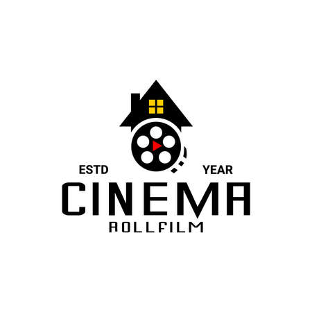 cinema logo illustration vector, film studio logoのイラスト素材
