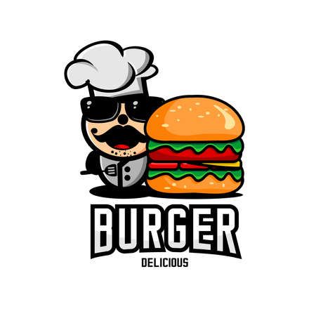 hamburger logo, cafe and restaurant logo, templateのイラスト素材