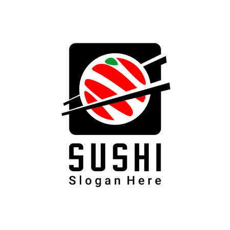 sushi logo vector, restaurant logo, cafe and bar, templateのイラスト素材