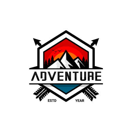 mountain and adventure logo illustration vectorのイラスト素材