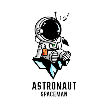 cartoon astronaut illustration vector, spaceman vectorのイラスト素材