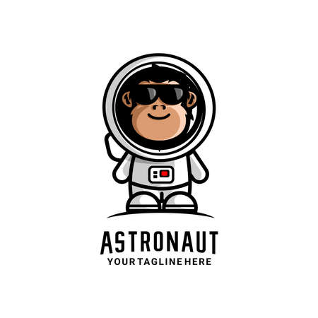 monkey dressed astronaut  illustration vector