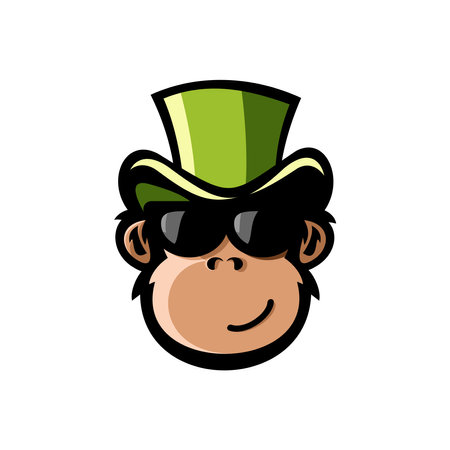 vector illustration of monkey   wearing hat with sunglassesのイラスト素材