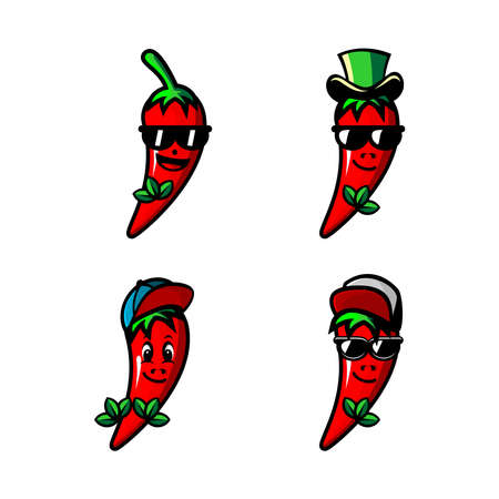 red chili vector design chili cartoonのイラスト素材
