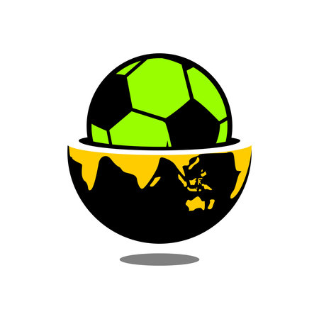 vector illustration of earth and soccer ballのイラスト素材